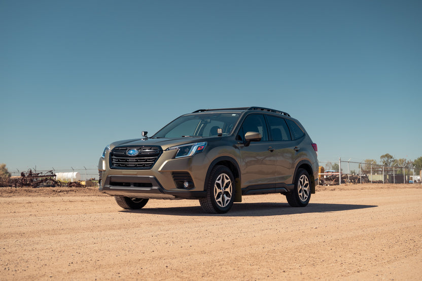 Full vehicle view with Ditch Light Brackets for the 2019-2024 Subaru Forester installed