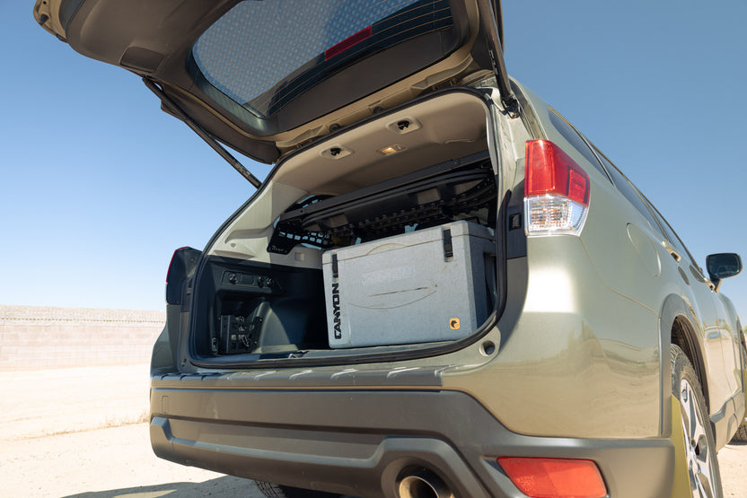 Molle Panel Storage Shelf for the 2019-2024 Subaru Forester with cooler underneath