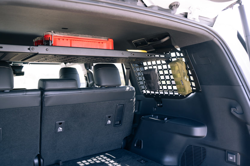 Rear view of the Molle Panel Storage Shelf for the 2024 Toyota Land Cruiser