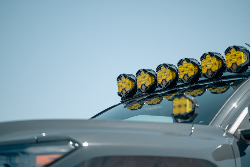 LP6 Round Lights installed to our 4Runner and Tacoma Roof Rack Light Mount.