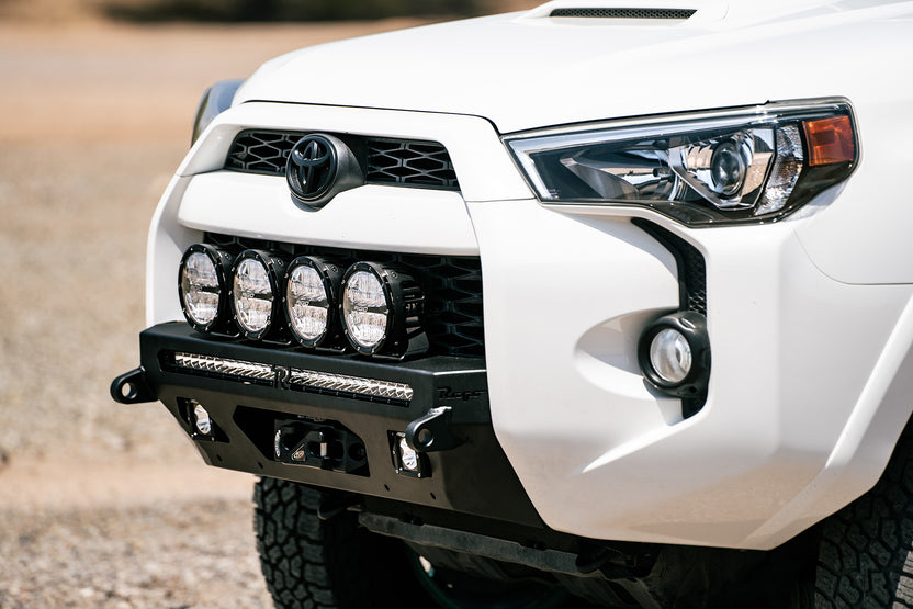 Low angle view of Center Mount Winch Front Bumper for the 5th Gen Toyota 4Runner