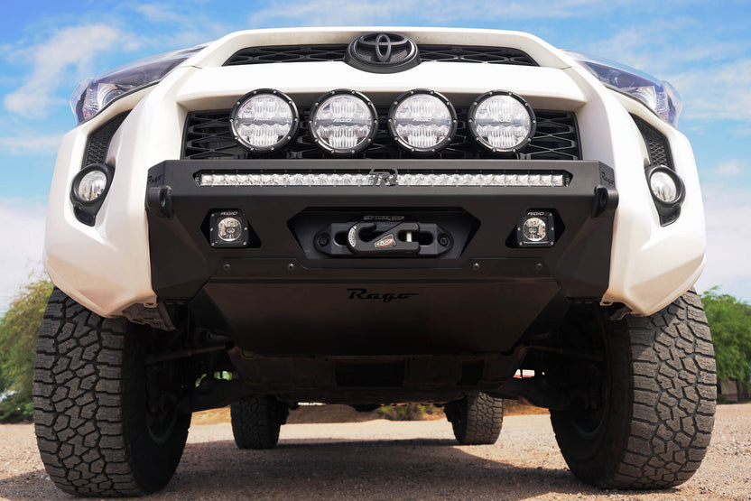 Ground level view of the Center Mount Winch Front Bumper for the 5th Gen Toyota 4Runner
