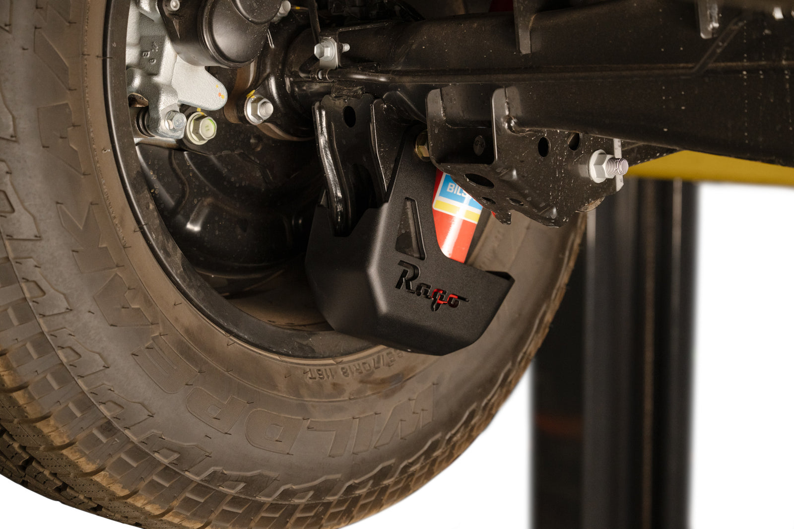 Rago's 6th Gen 4Runner Rear Shock Guards off-truck.