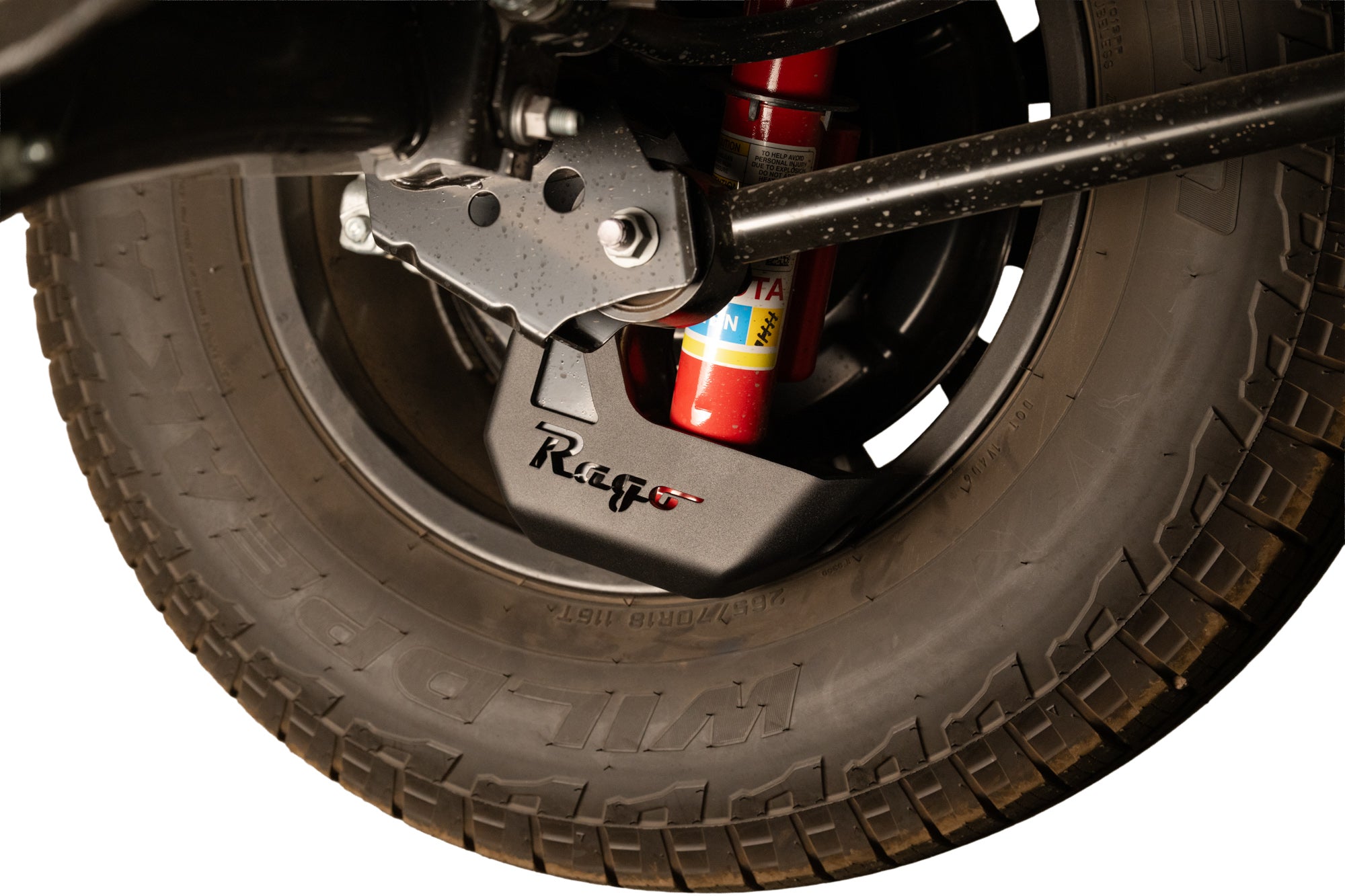 A Rago Shock Guard protecting a 6th Gen 4Runner shock.