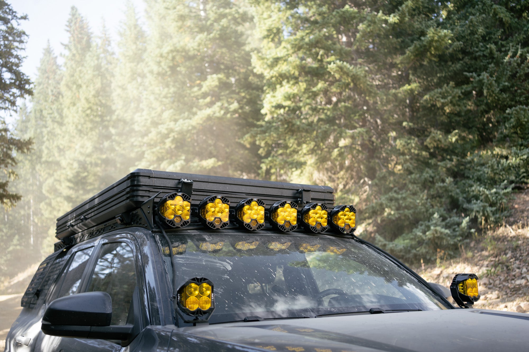 A Baja Designs Roof Rack Light Mount off-truck.