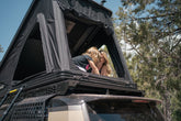 Mother and daughter enjoy their time camping in a roof-top tent mounted to Rago's Roof Rack.