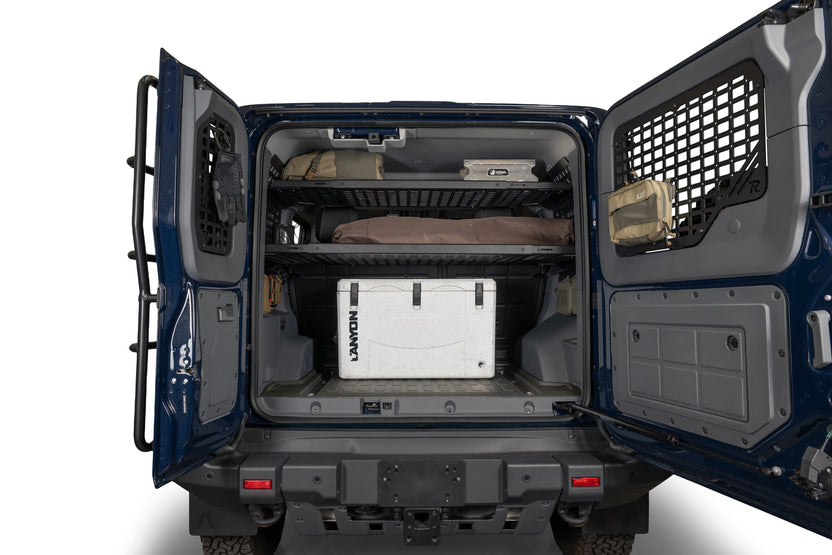 Cargo area of the INEOS Grenadier with our full molle panel lineup