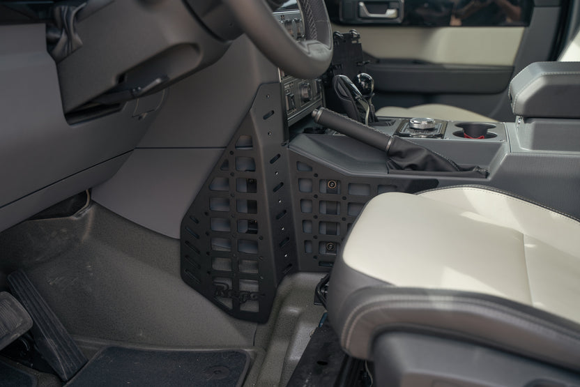 Driver side of the Center Console Molle Panels for the 2022-2026 INEOS Grenadier & Quartermaster