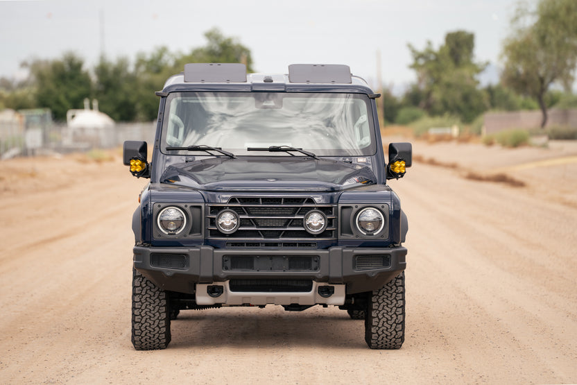 Front view of the Ditch Light Brackets for the 2022-2026 INEOS Grenadier & Quartermaster