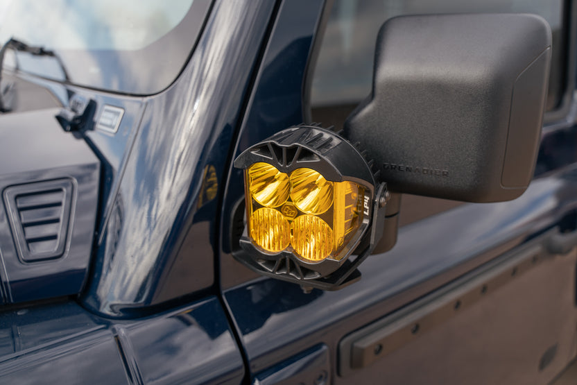 LP4 light by Baja Designs mounted to the Ditch Light Brackets for the 2022-2026 INEOS Grenadier & Quartermaster