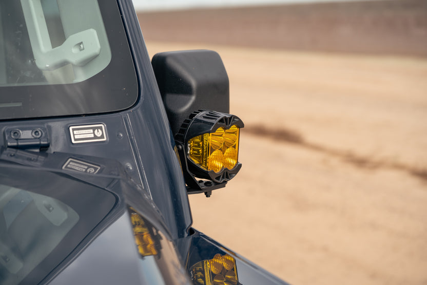 The Ditch Light Brackets for the 2022-2026 INEOS Grenadier & Quartermaster keep your auxiliary lighting out of the way of your field of view.