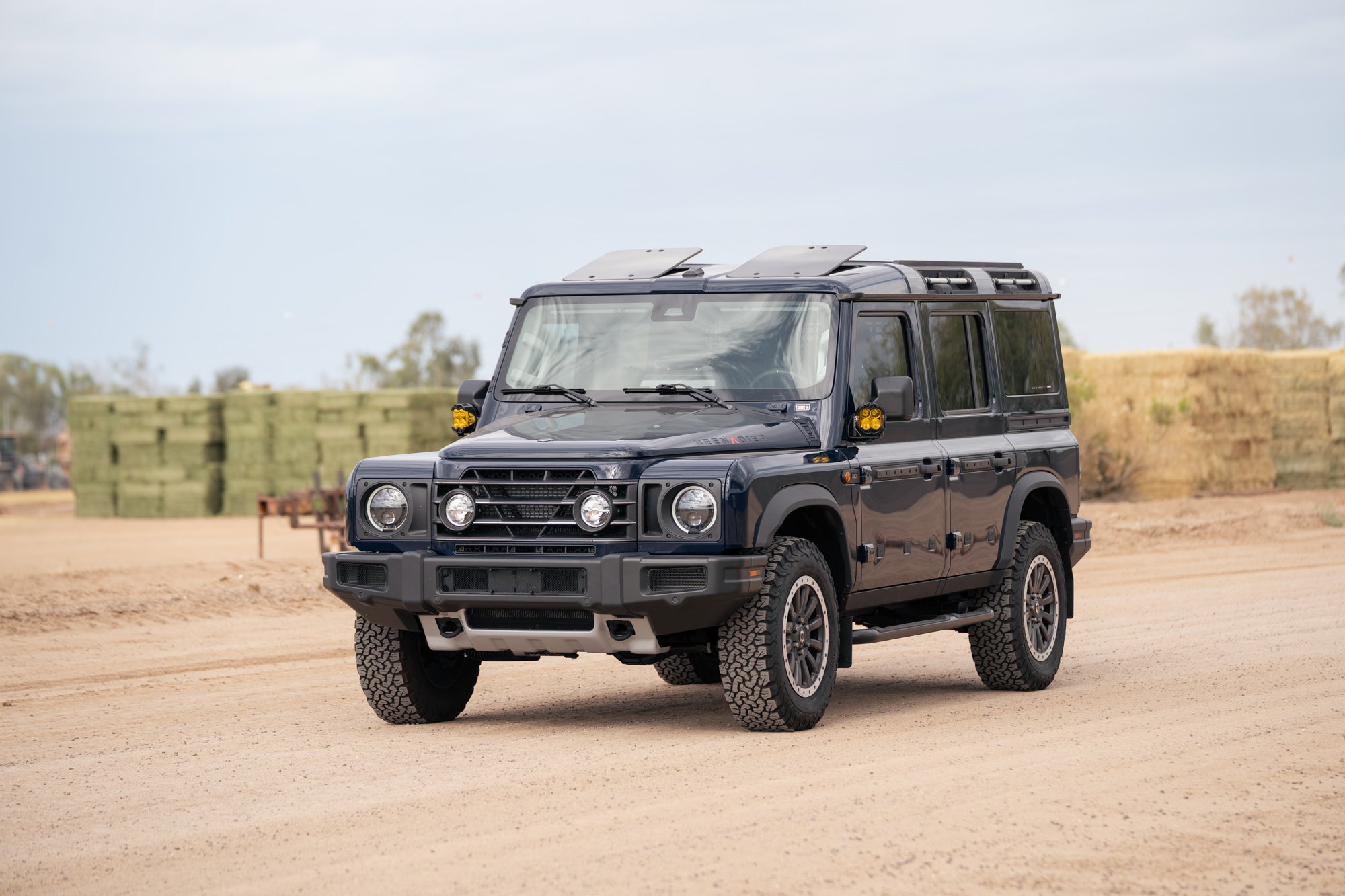Full vehicle shot with our Ditch Light Brackets for the 2022-2026 INEOS Grenadier & Quartermaster