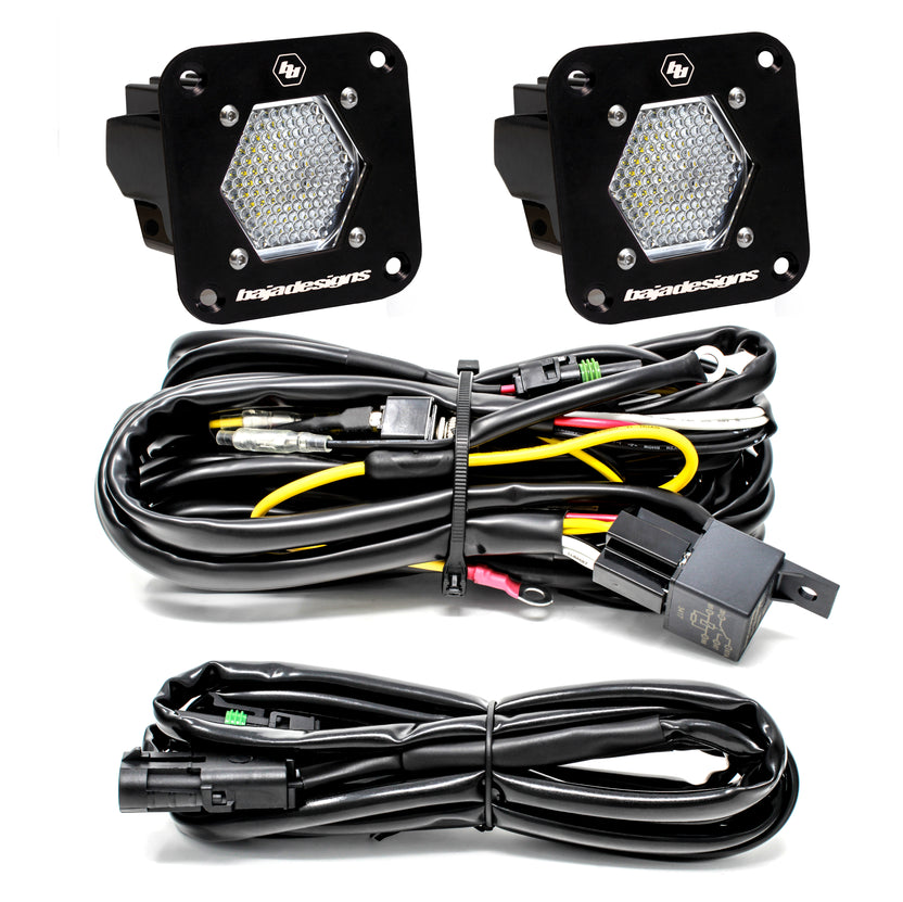 Baja Designs S1, Pair, Work/Scene LED, Flush Mount, Backup Kit