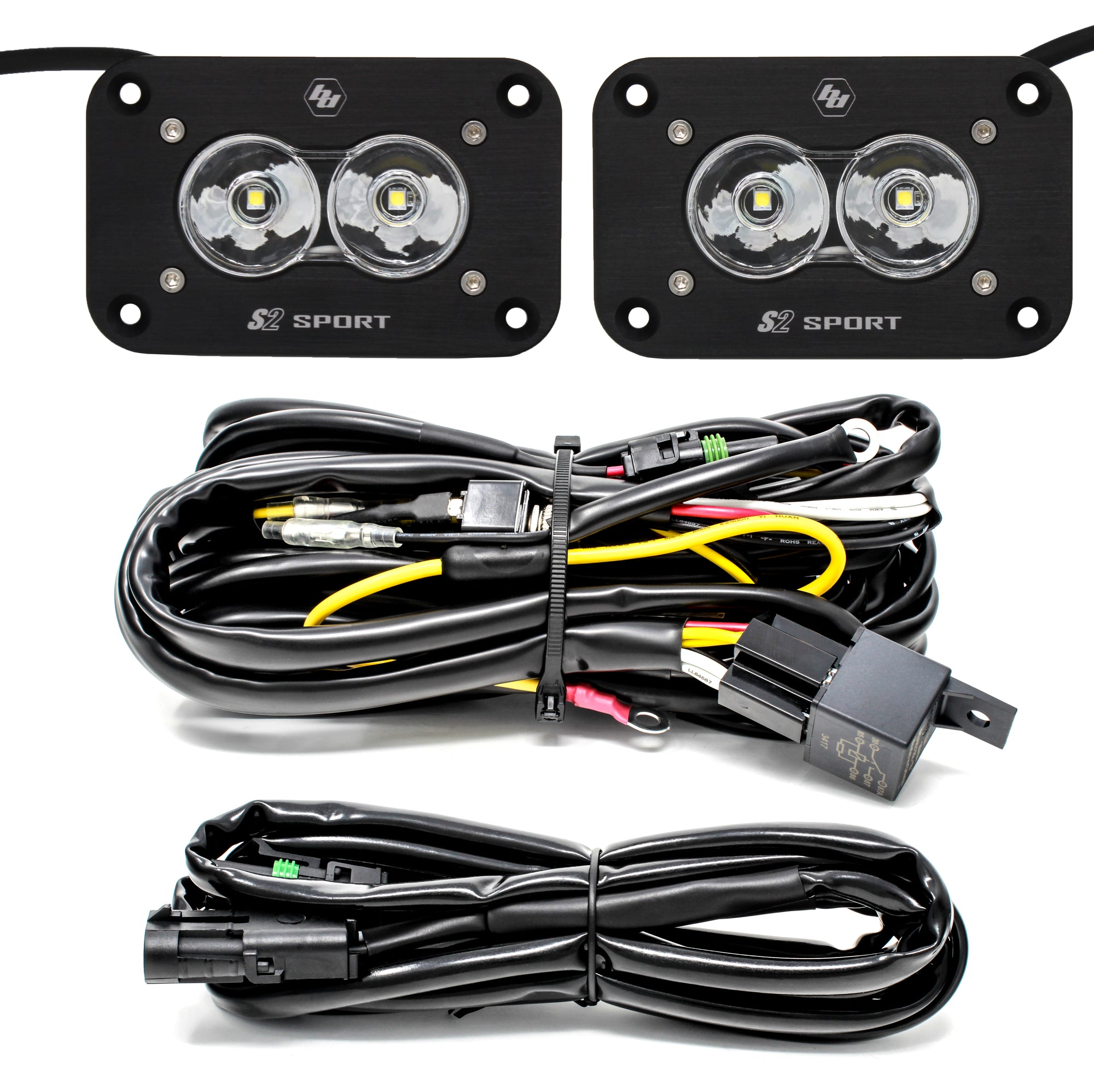 S2 Sport, Pair, LED Work/Scene, Flush Mount, Backup Kit