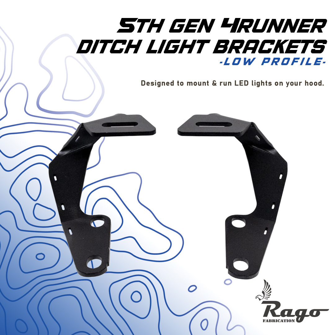 2010-2022 5th Gen Toyota 4Runner Ditch Light Brackets- LOW PROFILE