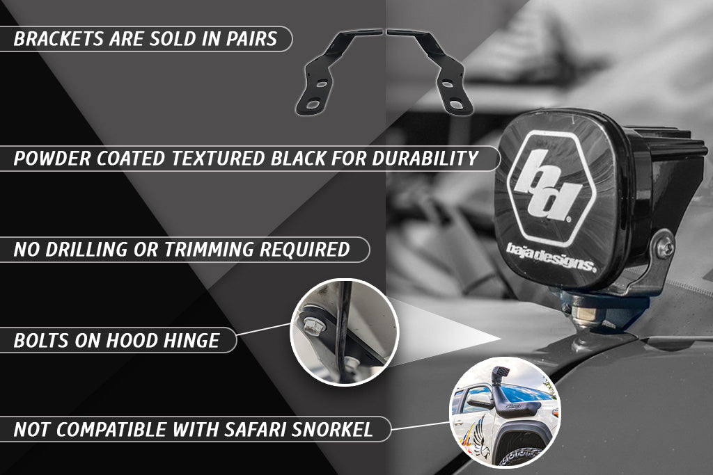 3rd Gen Toyota Tacoma Low Pro Ditch Light Brackets - Stainless Steel